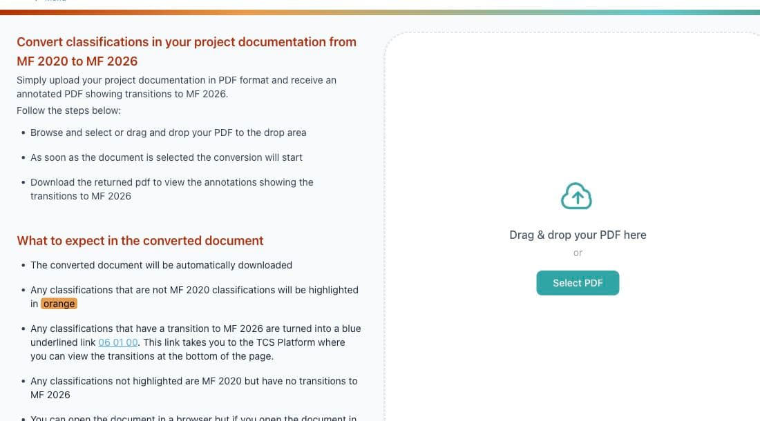 Document Transition Assistant upload interface